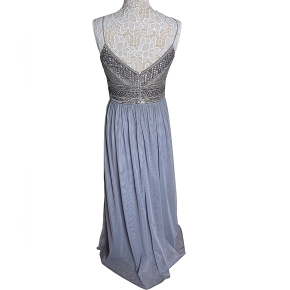 NWT BHLDN x Adrianna Papell Aida Beaded Chiffon Gown in Pewter - Picture 6 of 8